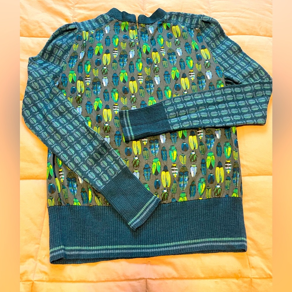 Women’s Tory Burch Walda Printed Wool Scarab Beetle Sweater Small